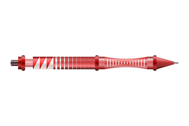 Червона кулькова ручка з біло-сірими смугами
 - Вектор, зображення