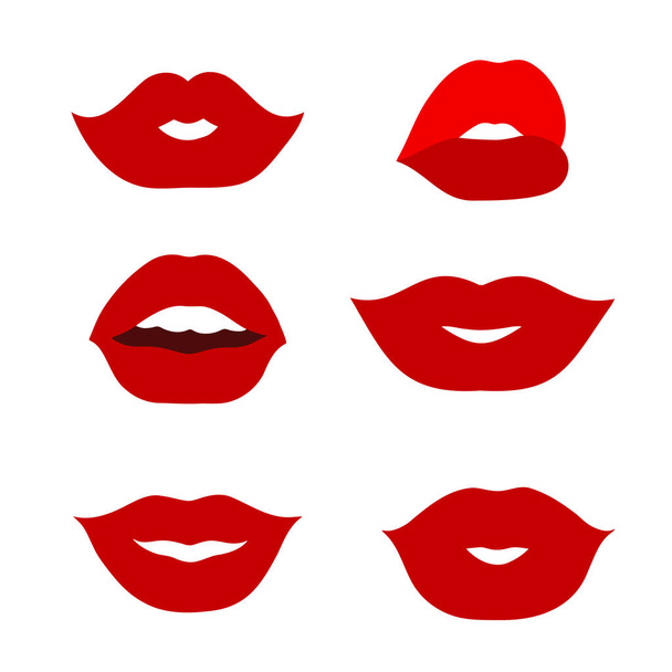 Set di icone semplici con labbra - Vettoriali, immagini