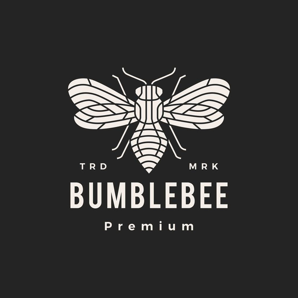 bumble abelha monoline hipster vintage logotipo vetor ícone ilustração - Vetor, Imagem