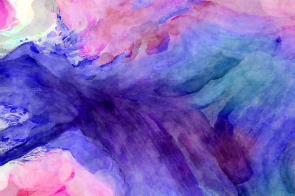 Expressive abstract watercolor artwork. Brush painted digital art painting. Colorful creative watercolor Illustration. - Foto, afbeelding