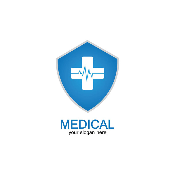 Icona scudo con farmacia medica isolata su sfondo bianco - Vettoriali, immagini
