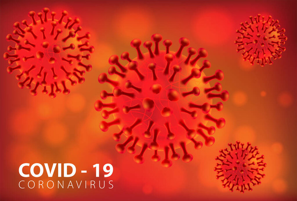 Choroba Coronavirus COVID-19 infekcji izolowane medycznie. Chińskie patogenne komórki wirusa grypy oddechowej. Nowa oficjalna nazwa choroby Coronavirus o nazwie COVID-19, ilustracja wektora - Wektor, obraz
