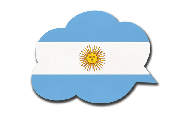 3D-Sprechblase mit argentinischer oder argentinischer Nationalflagge auf weißem Hintergrund. Symbol des Landes. Weltkommunikationszeichen. - Foto, Bild