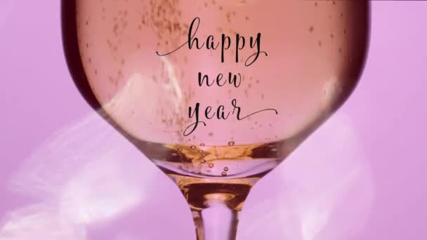 Champagne glass with Happy New Year - Footage, Video