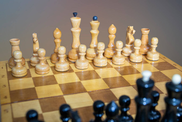 jogo antigo de xadrez de madeira - Foto, Imagem
