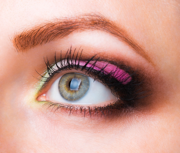 Closeup of womanish eye with glamorous makeup - Photo, Image