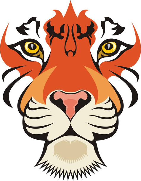 Tiger face. Pint and tattoo - Vector, Image