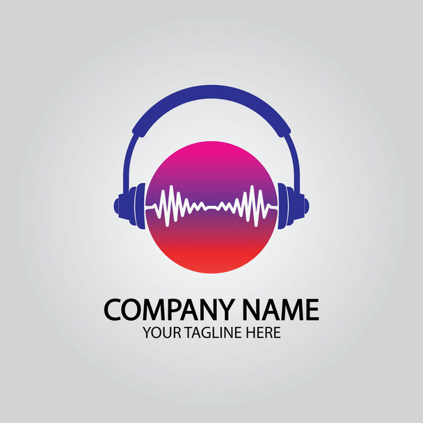 Słuchawka DJ, Music Studio Recording, Soundwave Logo Design Inspiracja - Wektor, obraz