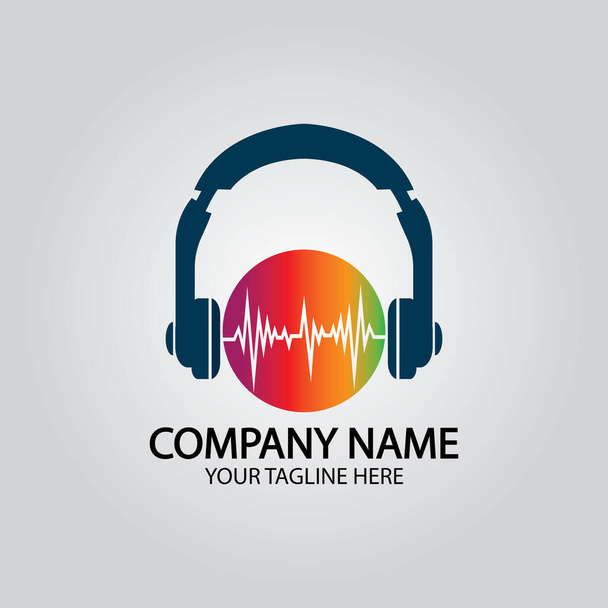 Headphone DJ, Music Studio Recording, Soundwave Logo Design Inspiration - Vector, Image