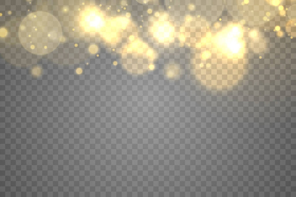 Золотая волшебная пыль частицы боке световой эффект. - Фото, изображение
