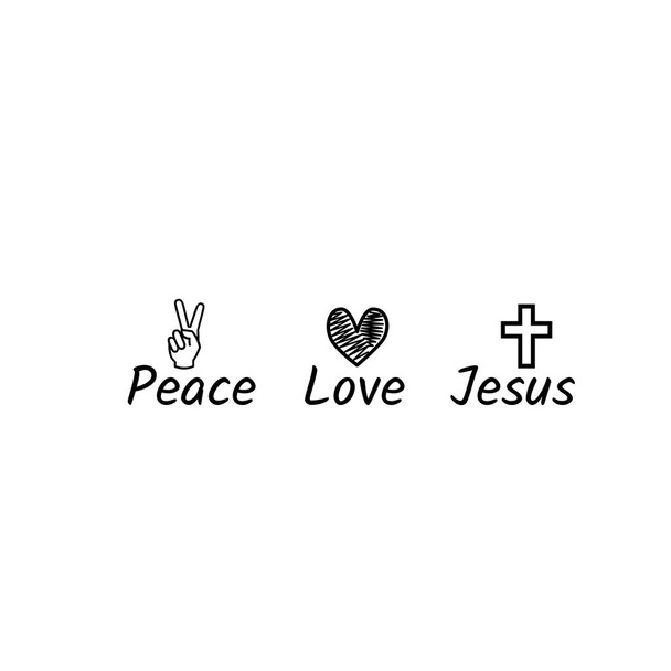 Béke, Szerelem, Jézus, Biblia vers nyomtatásra vagy poszterként, kártyaként, szórólapként vagy pólóként való felhasználásra - Vektor, kép