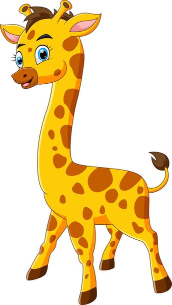 cute giraffe cartoon isolated on white background - Vector, Image