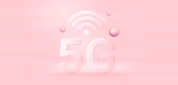 Banner de estilo 5G tecnologia sistemas sem fio e a Internet das Coisas wifi, o conceito de uma nova geração de redes móveis. - Vetor, Imagem