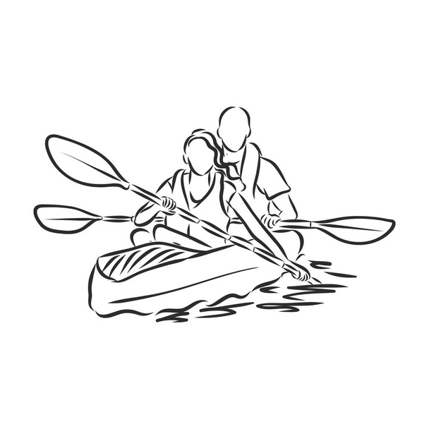 CANOE SLALOM player - vector illustration sketch hand drawn with black lines, isolated on white background - Vector, Image