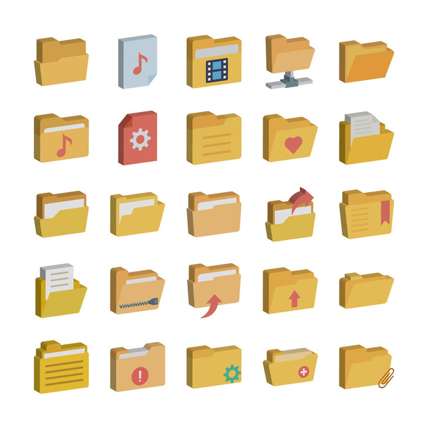 Folder Ikona zestaw każda ikona śpiewać może łatwo modyfikować lub edytować - Wektor, obraz