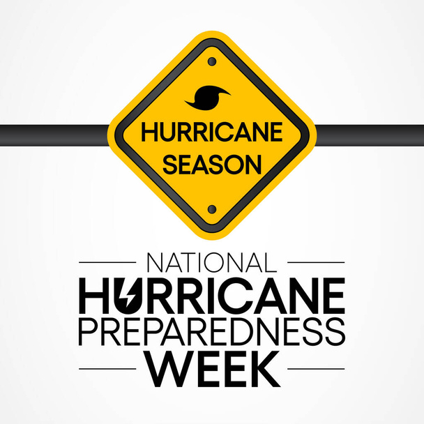 Εβδομάδα ετοιμότητας τυφώνα παρατηρείται κάθε χρόνο το Μάιο. είναι μια προσπάθεια ενημέρωσης του κοινού σχετικά με τους κινδύνους των τυφώνων και διάδοσης των γνώσεων που μπορούν να χρησιμοποιηθούν για την προετοιμασία και την ανάληψη δράσης. Διάνυσμα - Διάνυσμα, εικόνα