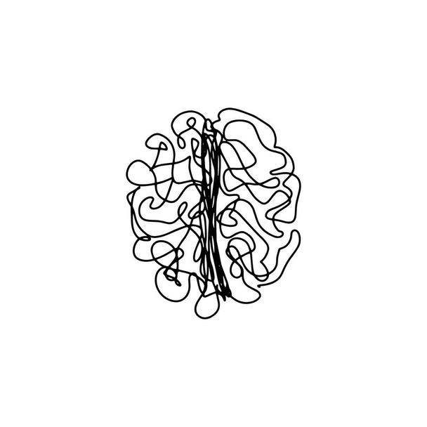 Símbolo de línea cerebral, icono de la mente sobre un fondo blanco - Vector, Imagen