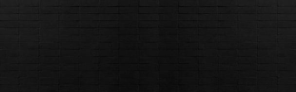 Panorama de Vintage piedra negra ladrillo azulejo patrón de pared y fondo sin costuras - Foto, imagen