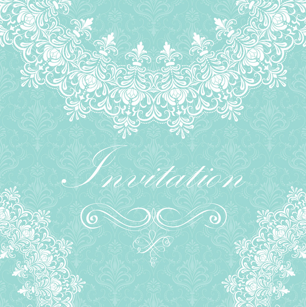 Vector invitation card with ornamental round lace - Vector, Imagen