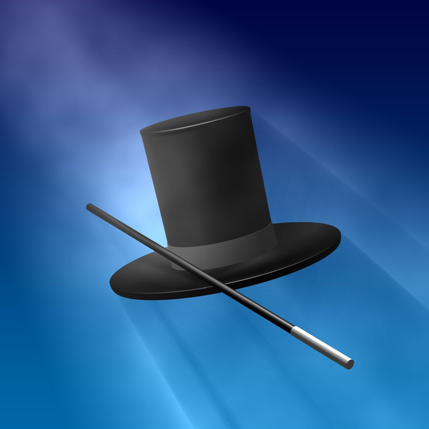 Magic hat with wand - Foto, Bild