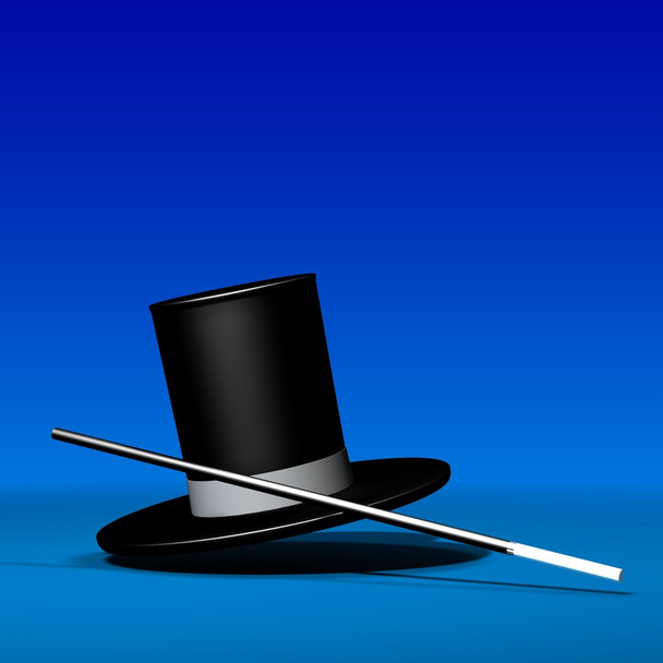 Magic hat with wand - Foto, Imagem