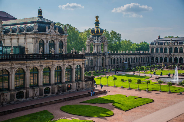  17 May 2019 Dresden, Germany -  The orchard of Zwinger, orange trees and German pavilion - Foto, imagen
