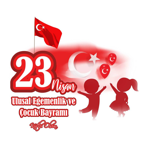 Concepto de ilustración vectorial de 23 Nisan Ulusal Egemenlik ve ocuk Bayram que significa 23 de abril Día Nacional de la Soberanía y la Infancia, Día Nacional de Turquía - Vector, imagen