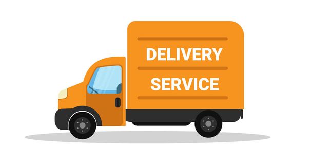 Delivery service orange truck icon vector illustration. - Vecteur, image