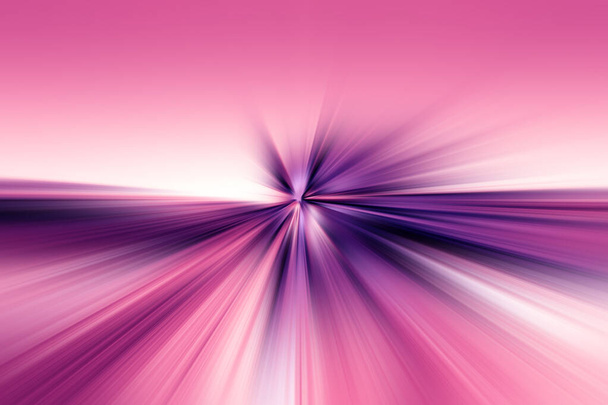 Abstraktes radiales Zoomobjektiv verschwimmt die Oberfläche von lila, rosa und weißen Tönen. Abstraktes fliederrosa Hintergrund mit radialen, strahlenden, konvergierenden Linien. - Foto, Bild