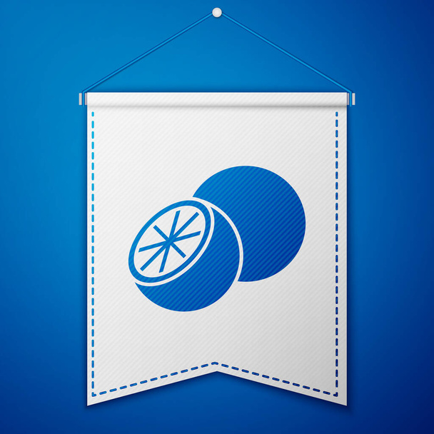 Blue Orange fruit icon isolated on blue background. White pennant template. Vector. - Vector, Image