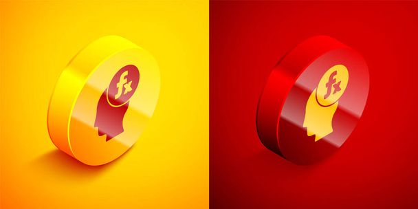 Isometric Function mathematical symbol icon isolated on orange and red background. Circle button. Vector. - Vector, Image