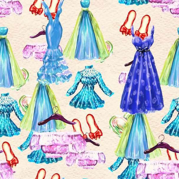 Fashion seamless pattern. Watercolor hand drawn background - Foto, immagini
