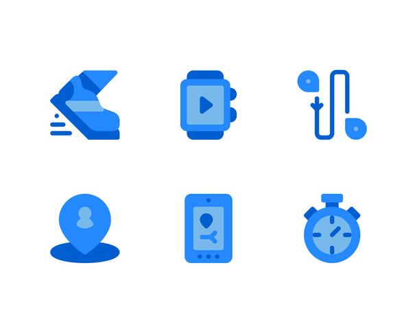 conjunto de iconos de ejecución sobre fondo blanco, vector de elementos aislados - Vector, Imagen