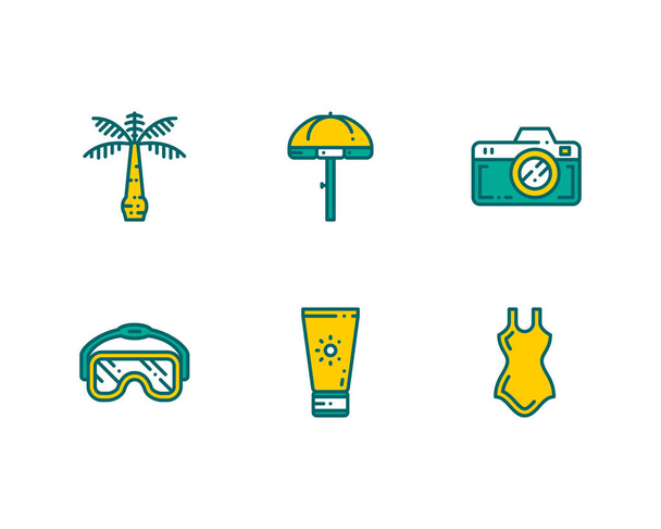 Conjunto de iconos planos de verano - Vector, Imagen