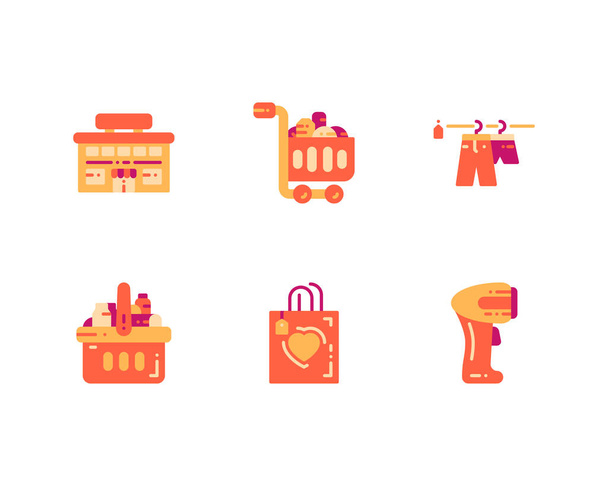 set of Supermarket vector icons in flat design - Vector, Image