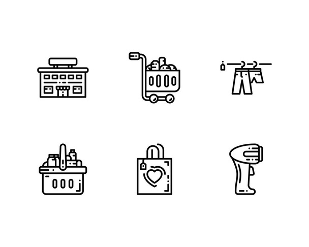 Set von Supermarkt-Vektorsymbolen in flachem Design - Vektor, Bild