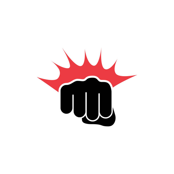 Faust Punching Black Silhouette Icon. Hand, Faust oder Schlag. Symbol für MMA, Boxen, Fisticuff. Vektorillustration - Vektor, Bild