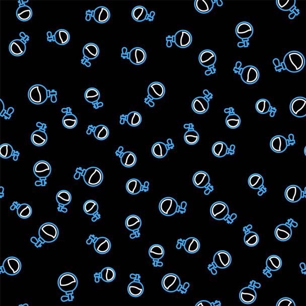 Linie Parfüm-Symbol isoliert nahtlose Muster auf schwarzem Hintergrund. Vektor - Vektor, Bild