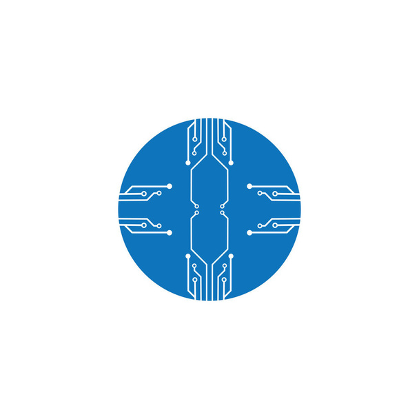 circuit board  in the circle icon.technology logo design template symbol icon vector-vector - Vector, Image