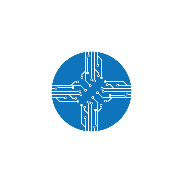 circuit board  in the circle icon.technology logo design template symbol icon vector-vector - Vector, Image