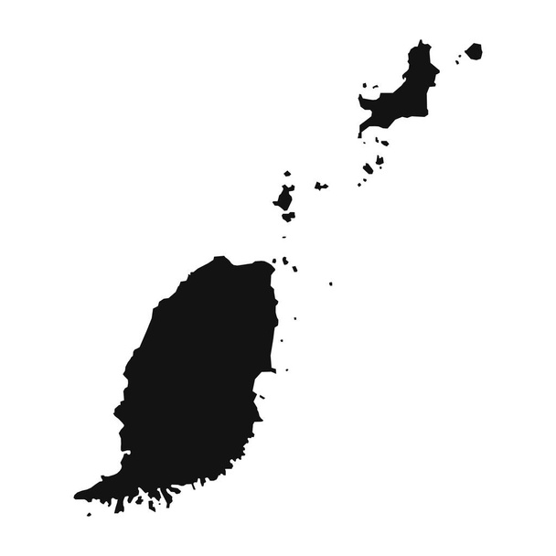Nagy részletességű fekete vektor térkép Grenada  - Vektor, kép