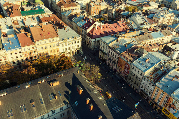 LVIV, UKRAINE - October 16, 2019: Panorama of old European city - Foto, Imagem