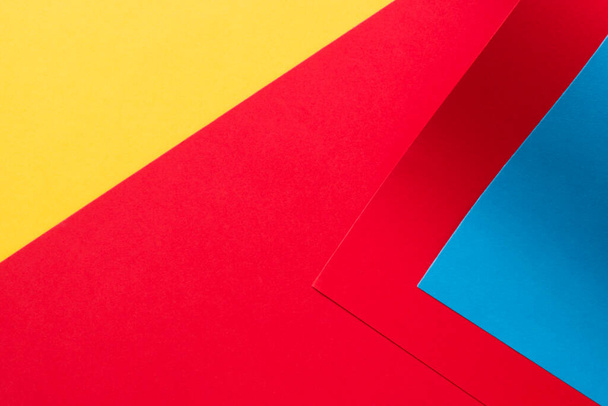Rood, blauw en geel abstracte 3D achtergrond, brochure, sjabloon - Foto, afbeelding