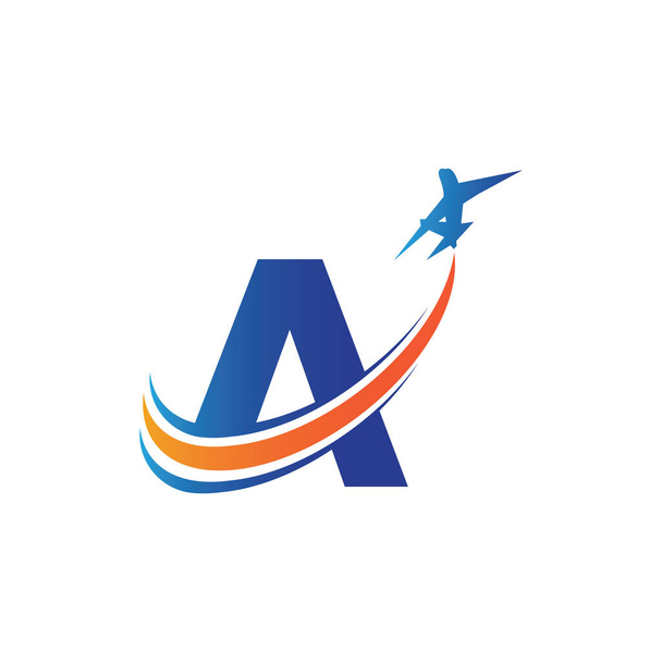 letra A Diseño del logotipo de viaje aéreo plantilla-vector - Vector, Imagen