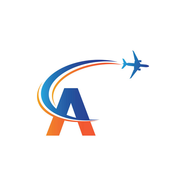 手紙A航空旅行ロゴデザインテンプレートベクトル - ベクター画像