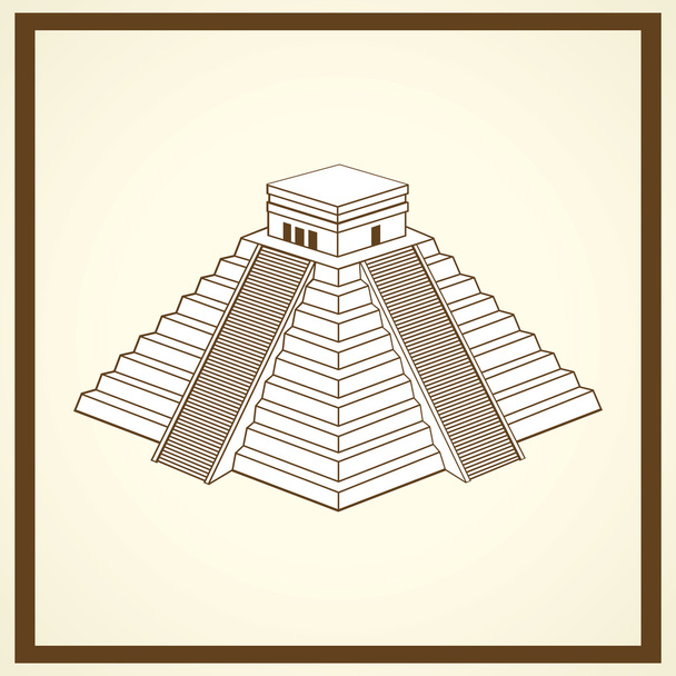 Maya ziggurat kartpostal - Vektör, Görsel
