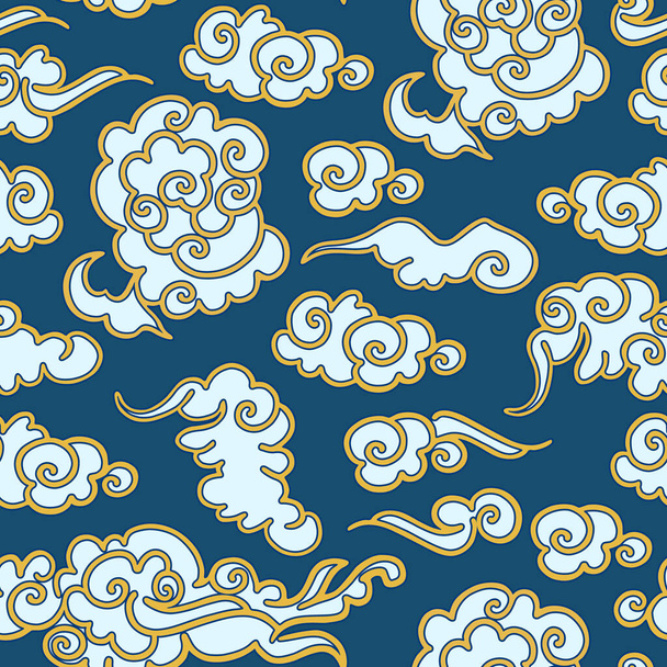 The clouds. Chinese traditional seamless pattern . Asian ethnic ornament. Vector print. Use for wallpaper, pattern fills,textile design. - Wektor, obraz