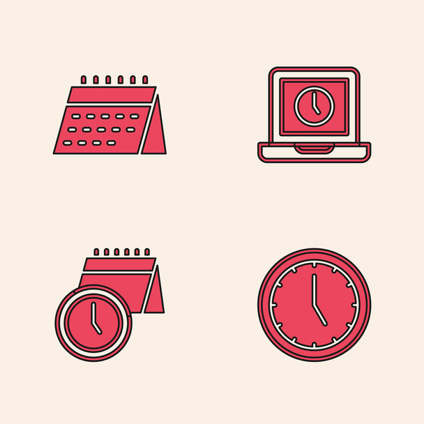 Definir relógio, calendário, Laptop hora e ícone do relógio. Vetor - Vetor, Imagem