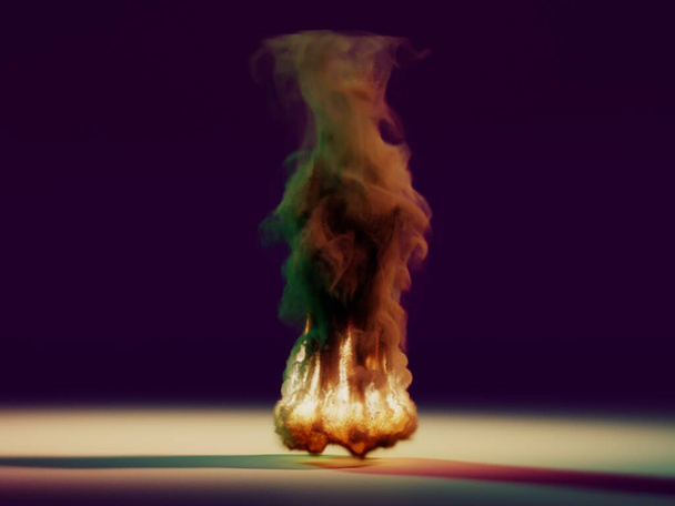 Image of a burning object on a blank background, 3D illustration - Φωτογραφία, εικόνα