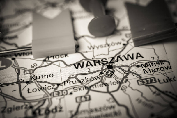 Varsovia en el mapa de Europa - Foto, Imagen
